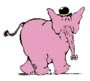 Cartoon of pink elephant wearing a black hat