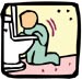 Cartoon of a person vomiting